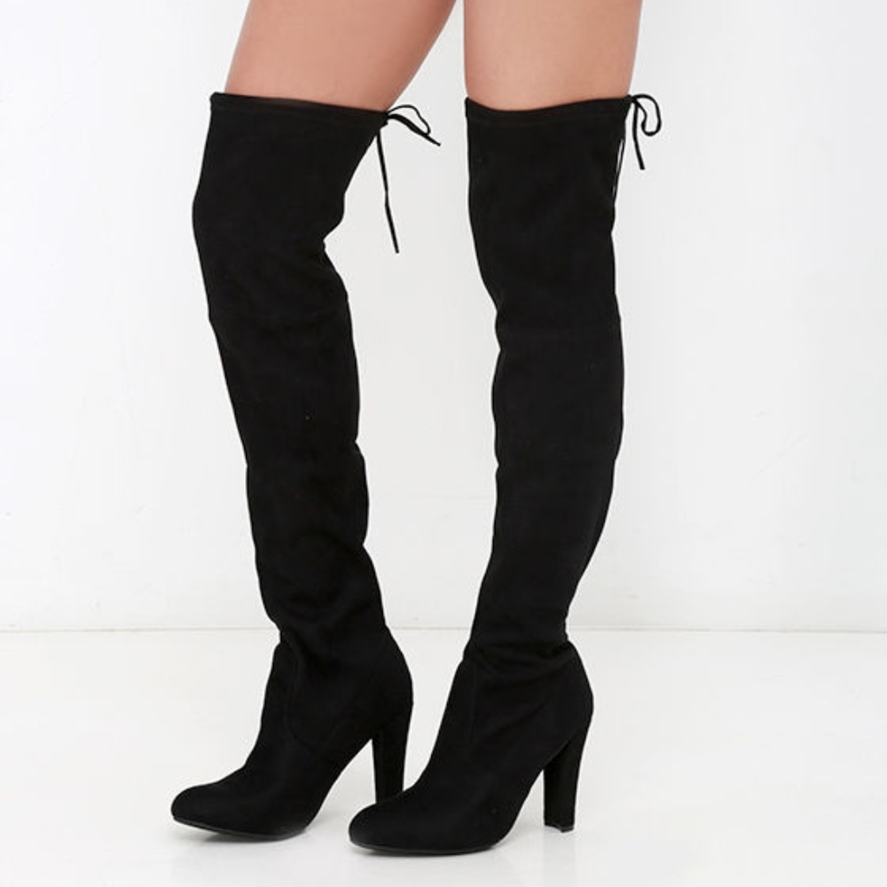 Steve Madden Gorgeous Black Suede OTK Boots